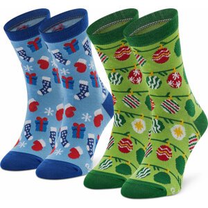 Sada 2 párů dětských vysokých ponožek Rainbow Socks Xmas Socks Balls Kids Gift Pak 2 Barevná