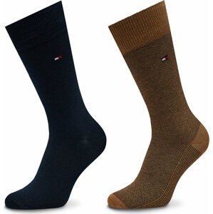 Sada 2 párů pánských vysokých ponožek Tommy Hilfiger 701226104 Desert Khaki 008