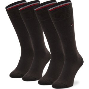 Sada 2 párů pánských vysokých ponožek Tommy Hilfiger 371111 Kensington Brown 937