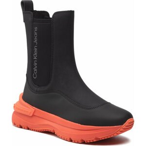 Kotníková obuv s elastickým prvkem Calvin Klein Chunky Runner Chelsea Boot YW0YW00808 Black/Coral Orange 0GX