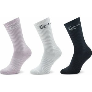Sada 3 párů vysokých ponožek unisex Karl Kani Signature 3-Pack Sock 3104005 Lavender/Alack/White