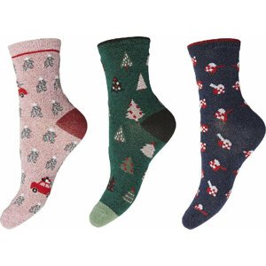 Sada 3 párů dámských vysokých ponožek Pieces Allo Glitter 17132838 Evergreen
