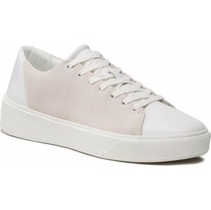 Sneakersy Calvin Klein Low Top Lace Up Lth Mix HM0HM01005 Triple White 0K4