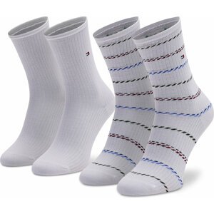 Sada 2 párů dámských vysokých ponožek Tommy Hilfiger 701218393 White 001