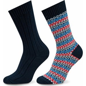 Sada 2 párů vysokých ponožek unisex Pepe Jeans PMU30005 Navy 595