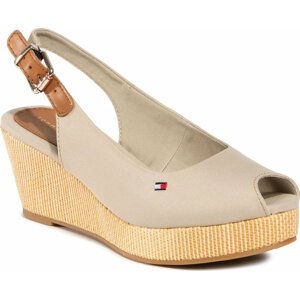 Espadrilky Tommy Hilfiger Iconic Elba Sling Back Wedge FW0FW04788 Stone AEP