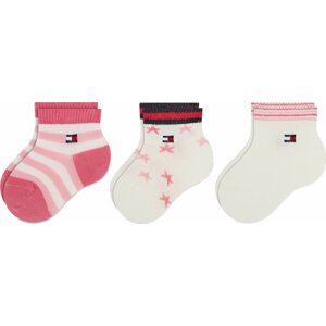 Sada 3 párů dětských nízkých ponožek Tommy Hilfiger 701218363 Pink Combo 002