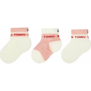Sada 3 párů dětských vysokých ponožek Tommy Hilfiger 701222675 Red 002