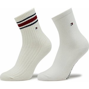 Sada 2 párů dámských vysokých ponožek Tommy Hilfiger 701224914 Off White 001