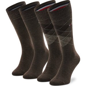 Sada 2 párů pánských vysokých ponožek Tommy Hilfiger 100001495 Oak 778
