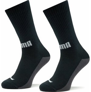 Sada 2 párů pánských vysokých ponožek Puma Men Front Logo Crew 2P 938010 Black 01