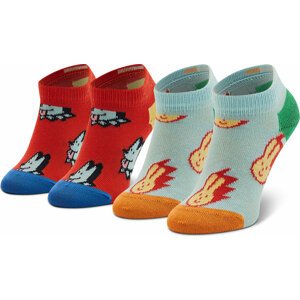Sada 2 párů dětských nízkých ponožek Happy Socks KDOB02-4300 Barevná