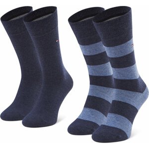 Sada 2 párů pánských vysokých ponožek Tommy Hilfiger 342021001 Jeans 356