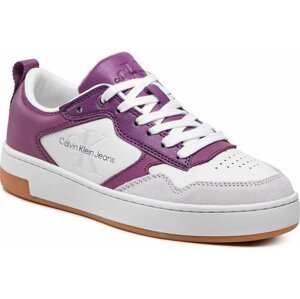 Sneakersy Calvin Klein Jeans Basket Cupsole Low Lth Mono W YW0YW00876 Amethyst/White/Ghost Grey 0KE