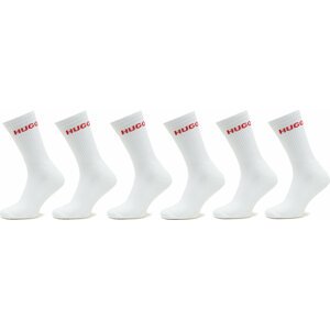 Sada 6 párů pánských vysokých ponožek Hugo 50504045 White 100