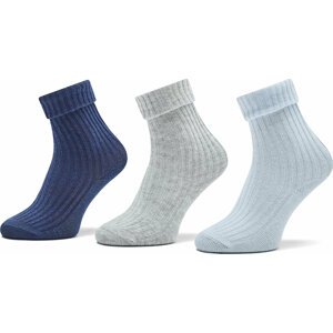 Sada 3 párů dětských vysokých ponožek United Colors Of Benetton 6AO3F211S 935 Modrá
