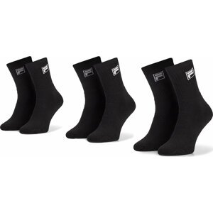 Sada 3 párů vysokých ponožek unisex Fila Calza Tennis Socks F9000 Černá