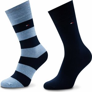 Sada 2 párů pánských vysokých ponožek Tommy Hilfiger 342021001 Light Blue Melange 089