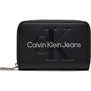Velká dámská peněženka Calvin Klein Jeans Sculpted Med Zip Around Mono K60K607229 Black/Metallic Logo 0GL