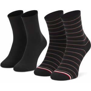 Sada 2 párů dámských vysokých ponožek Tommy Hilfiger 100002817 Black 004