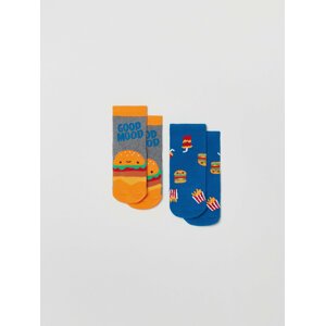 Sada 2 párů dětských vysokých ponožek OVS 1894185 Blue/Yellow 218