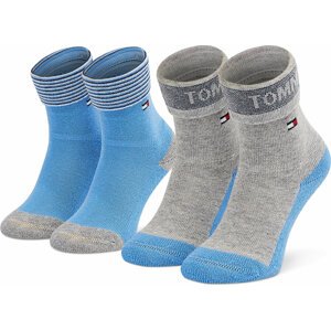 Sada 2 párů dětských vysokých ponožek Tommy Hilfiger 701210508 Blue Combo 003