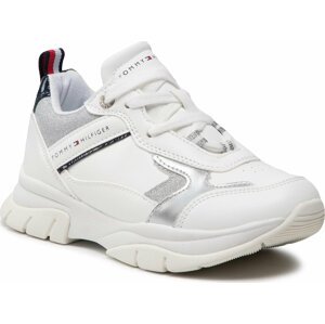 Sneakersy Tommy Hilfiger Low Cut Lace-Up Sneaker T3A4-32162-0196Y955 M White/Silver/Blu Y955