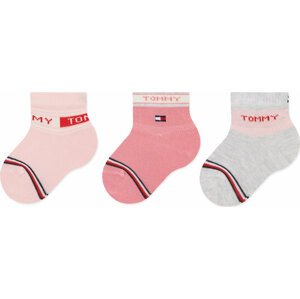 Sada 3 párů dětských vysokých ponožek Tommy Hilfiger 701220278 Pink Combo 002