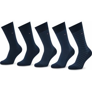 Sada 5 párů pánských vysokých ponožek Tommy Hilfiger 701220144 Navy 001
