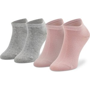 Sada 2 párů dětských nízkých ponožek Tommy Hilfiger 301390 Pink/Light Grey Melange 046