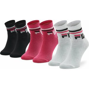 Vysoké dětské ponožky Fila F8338 Black/White/Fuxia 471