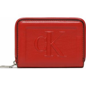 Malá dámská peněženka Calvin Klein Jeans Sculpted Med Zip Around Pipping K60K610353 Červená