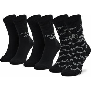 Sada 3 párů vysokých ponožek unisex Reebok Classics Fold-Over GG6683 Black
