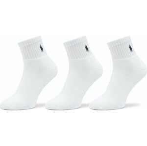 Sada 3 párů pánských vysokých ponožek Polo Ralph Lauren 449655220003 Bílá