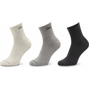 Sada 3 párů pánských vysokých ponožek Calvin Klein 701218719 Mid Grey Melange 004