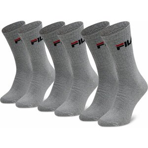 Sada 3 párů vysokých ponožek unisex Fila Calza Tennis F9505 Grey 400